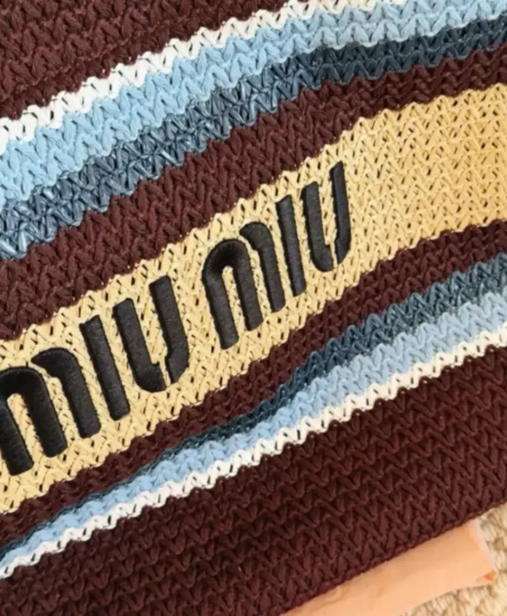 Miu Miu Brown Crochet Stripe Tote Bag